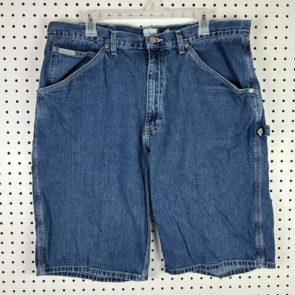 Calvin Klein Carpenter Blue Jean Shorts Size 38 90s Vintage Hip Hop Skater Y2K‎ - Picture 5 of 8